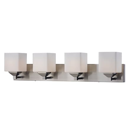 Z-Lite Quube 4 Light Vanity, Brushed Nickel & Matte Opal 2104-4V